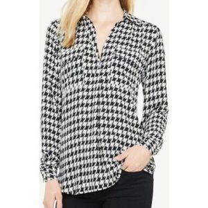 Ann Taylor Camp Shirt in Houndstooth